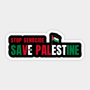 Stop Genocide Save Palestine Flag Text Sticker